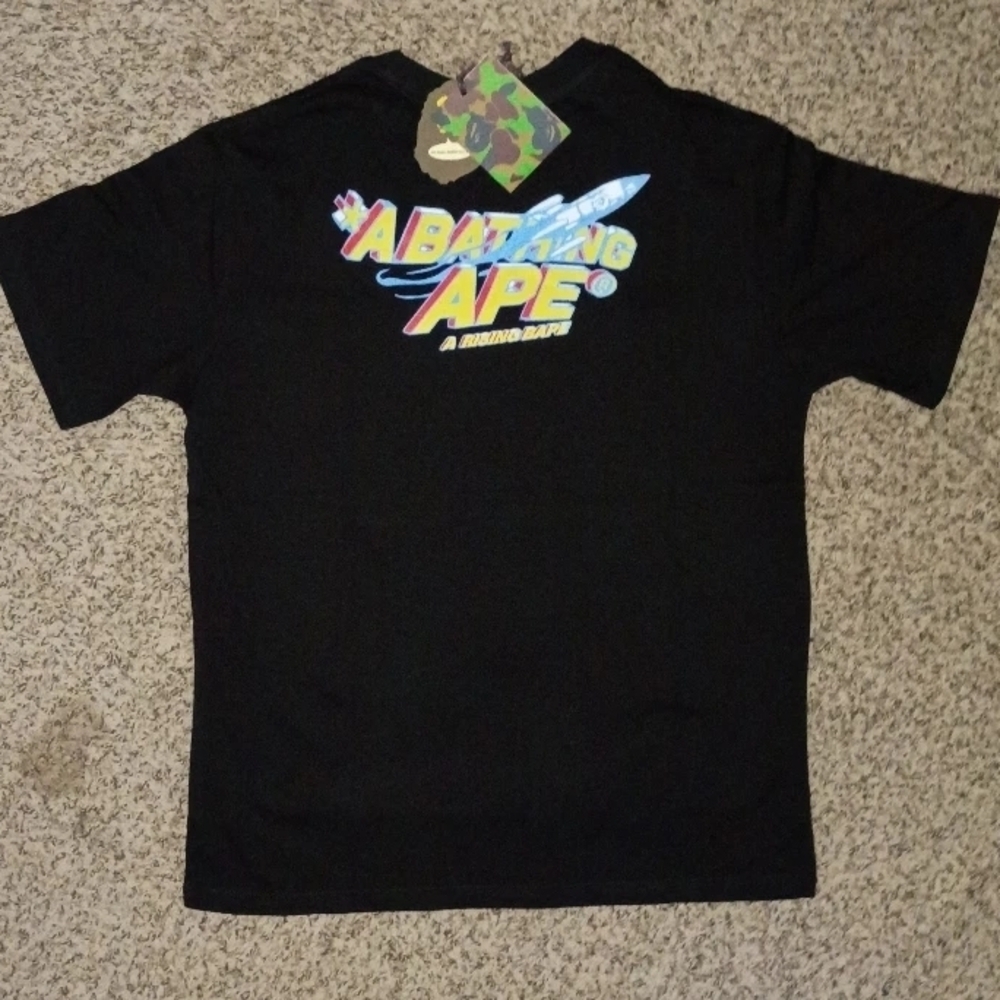 Bape Black Short Sleeve Tee with Colorful Logo - Picture 3 of 4